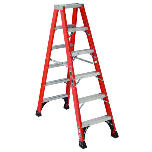 Louisville Ladder FM1406HD 6ft Fiberglass Twin Step Ladder, Type IAA, 375lb Load Capacity